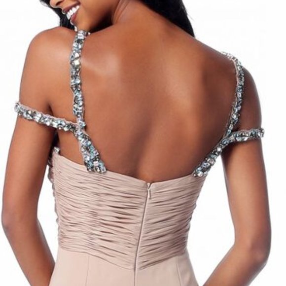 Sherri Hill black gown with a Grecian neckline - Picture 2 of 7